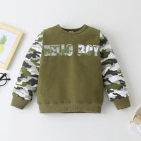 Camouflage Letter Boys Long Sleeve Top & Pants trendy kids clothing - PrettyKid