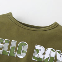 Camouflage Letter Boys Long Sleeve Top & Pants trendy kids clothing - PrettyKid