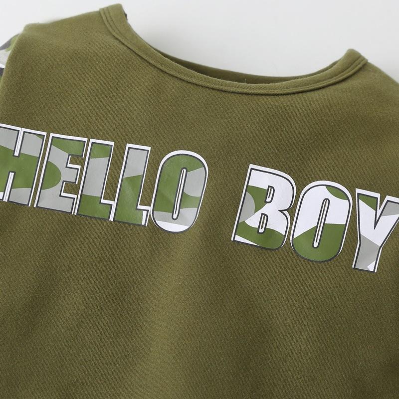 Camouflage Letter Boys Long Sleeve Top & Pants trendy kids clothing - PrettyKid
