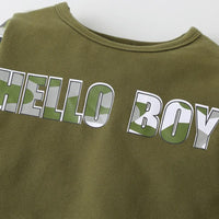 Camouflage Letter Boys Long Sleeve Top & Pants trendy kids clothing - PrettyKid