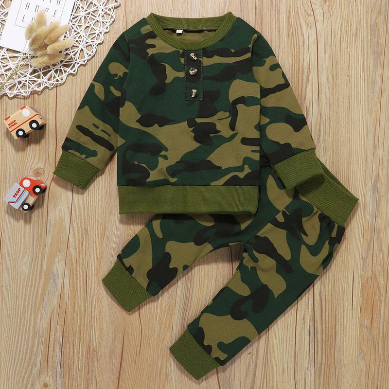 Baby Boys Long Sleeve Camouflage Top & Pants Buy Baby Clothes Wholesale - PrettyKid