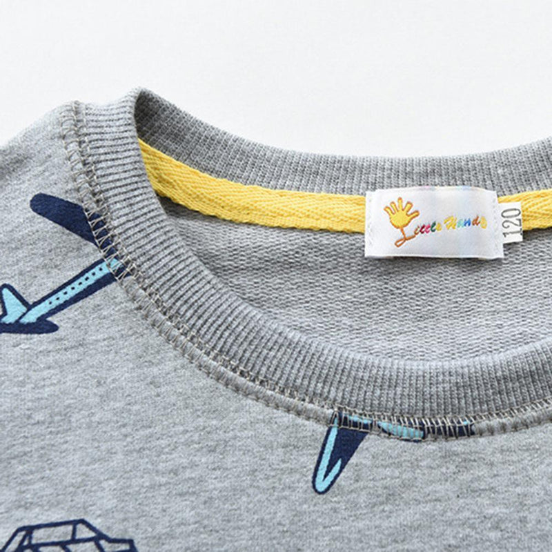 Boys Long Sleeve Cartoon Printed Tops - PrettyKid
