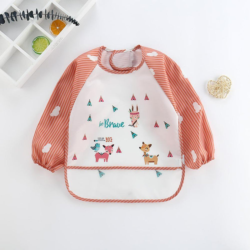 Baby Long Sleeve Cartoon Printed Waterproof Bibs Baby Accessories Wholesale - PrettyKid