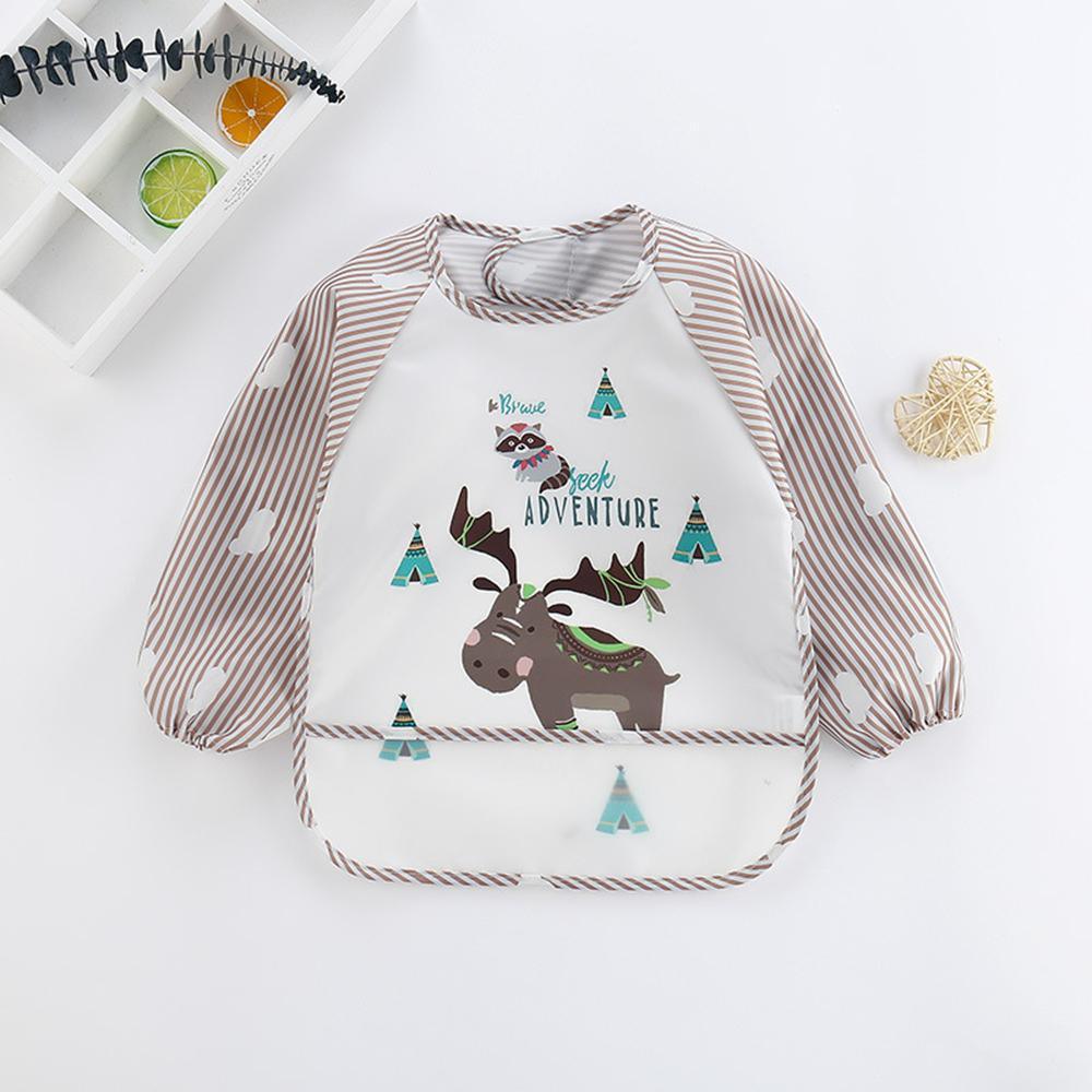 Baby Long Sleeve Cartoon Printed Waterproof Bibs Baby Accessories Wholesale - PrettyKid