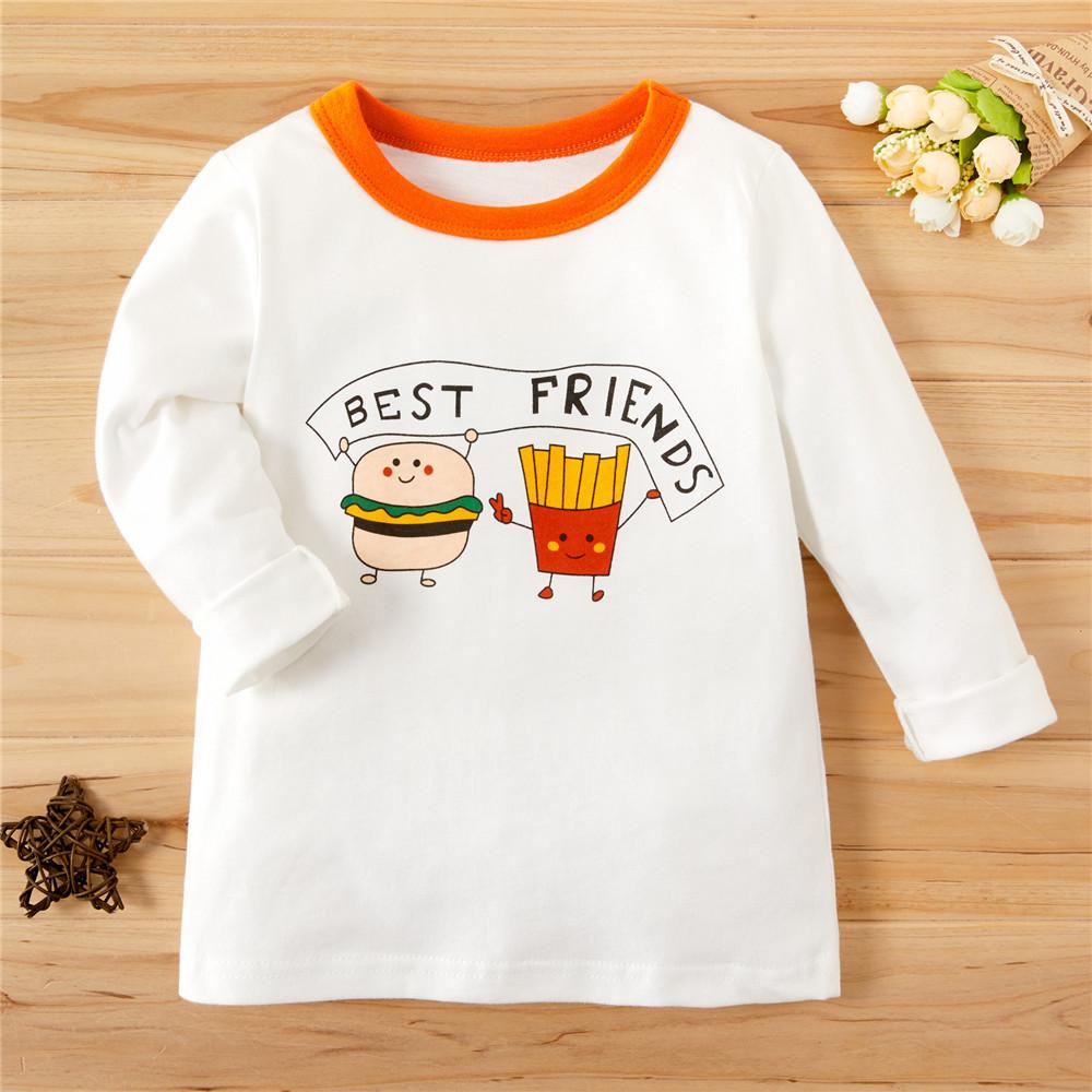 Girls Long Sleeve Casual Cartoon Letter Print Top - PrettyKid