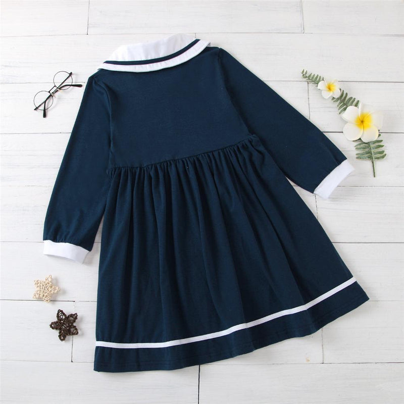 Girls Long Sleeve Casual Princess Pleated Dress Girls Wholesale Clothing - PrettyKid