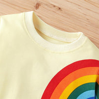 Girls Long Sleeve Casual Rainbow Printed T-shirts - PrettyKid