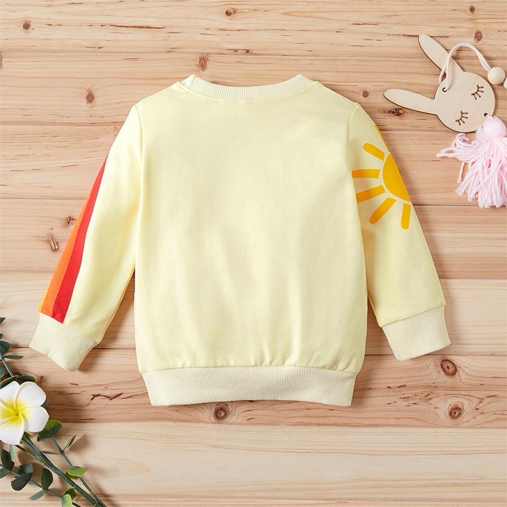 Girls Long Sleeve Casual Rainbow Printed T-shirts - PrettyKid