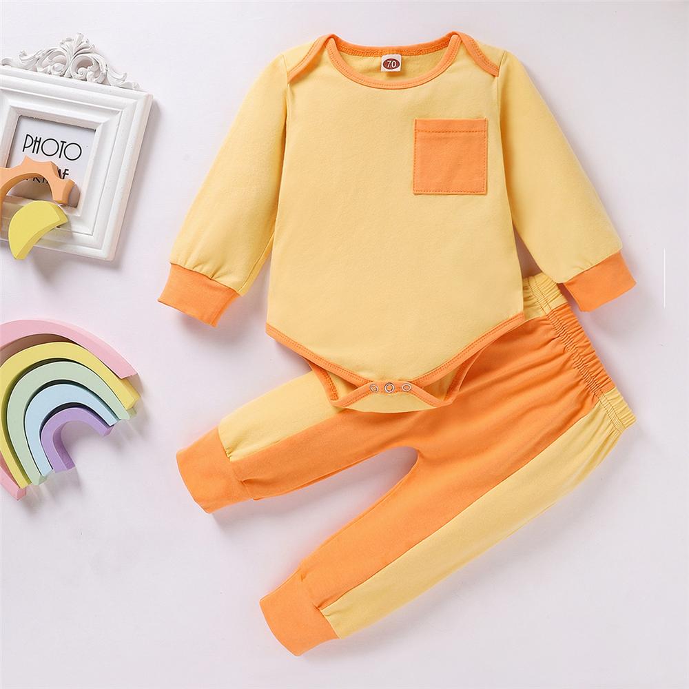 Baby Unisex Long Sleeve Casual Romper & Pants Baby Wholesale Clothes - PrettyKid