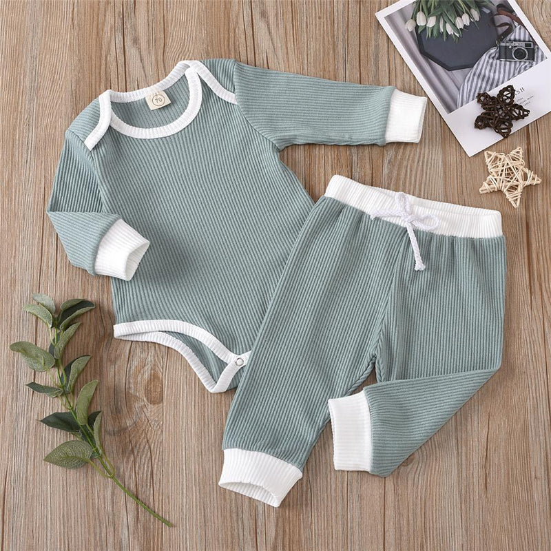 Baby Unisex Long Sleeve Casual Romper & Pants Cheap Boutique Baby Clothes - PrettyKid