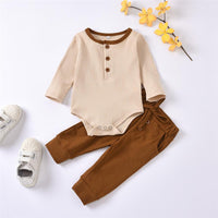 Baby Boys Long Sleeve Casual Solid Romper & Pants Wholesale Clothing Baby - PrettyKid