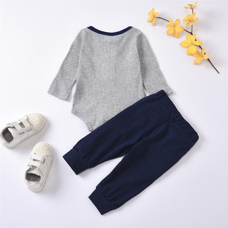 Baby Boys Long Sleeve Casual Solid Romper & Pants Wholesale Clothing Baby - PrettyKid