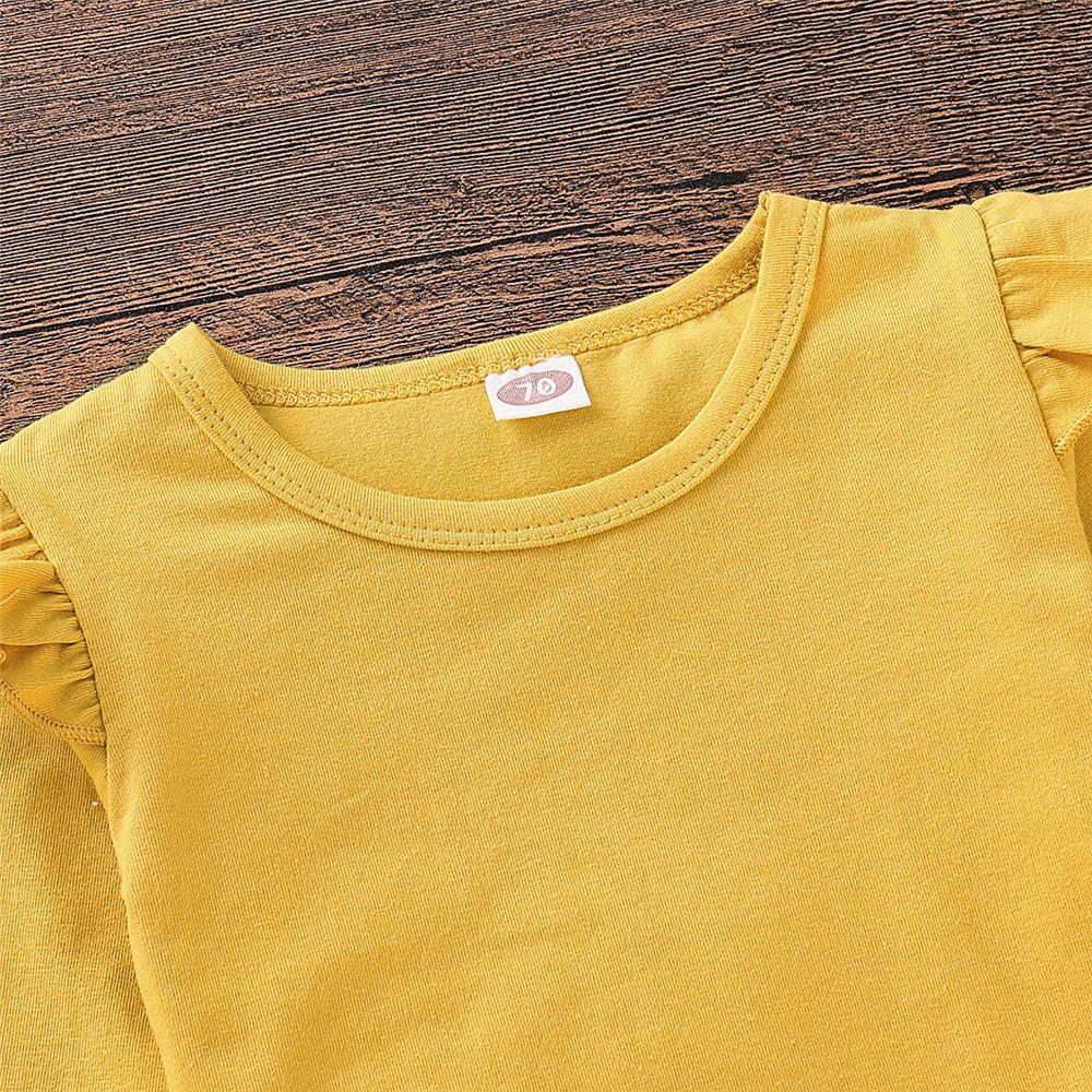 Girls Long Sleeve Casual Solid Top & Floral Pants - PrettyKid