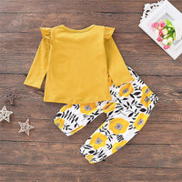 Girls Long Sleeve Casual Solid Top & Floral Pants - PrettyKid