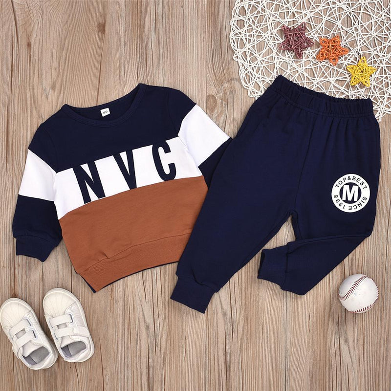Boys Long Sleeve Casual T-shirt & Trousers Kids Wholesale Clothing - PrettyKid
