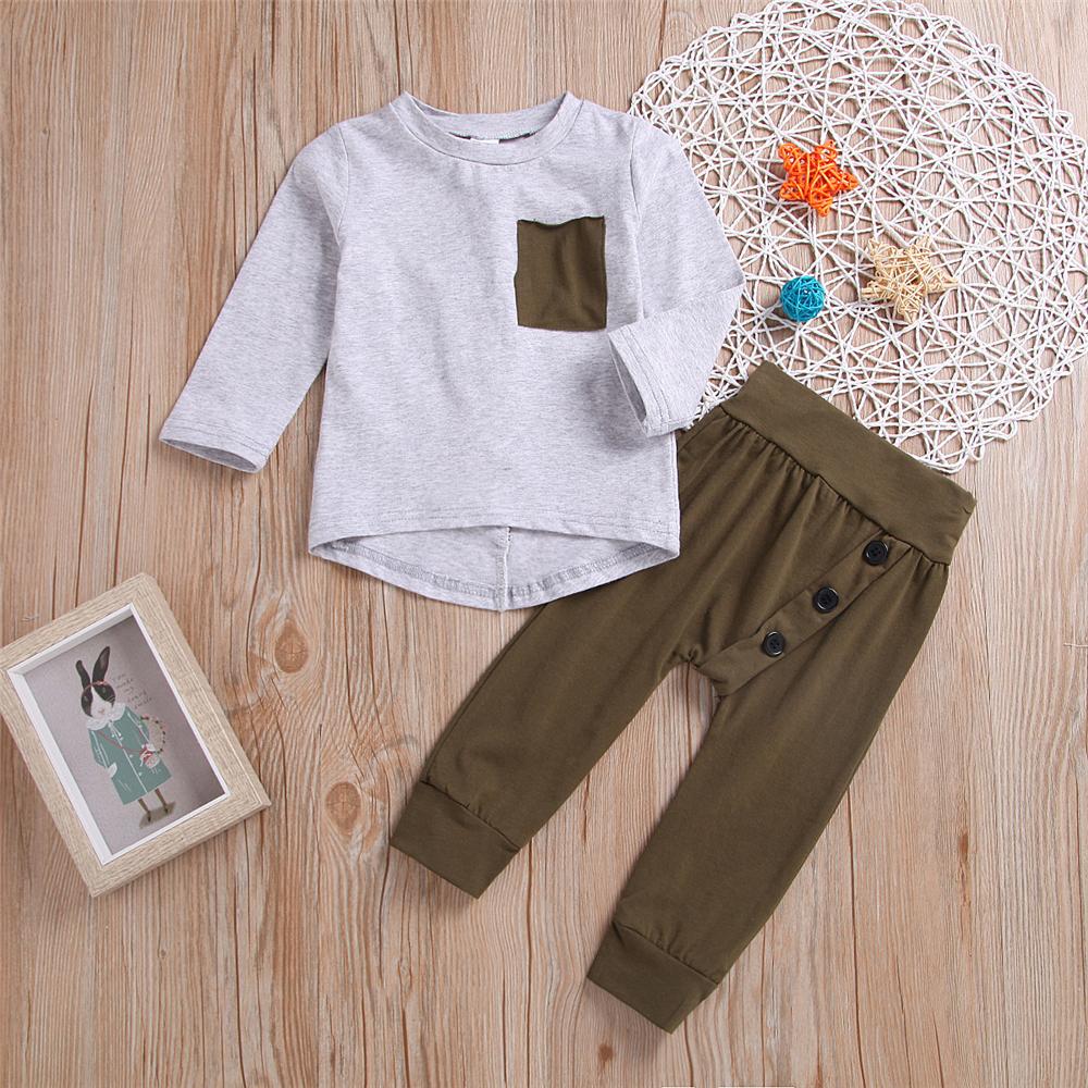 Toddler Boys Long Sleeve Casual Top & Pants Cheap Baby Clothes In Bulk - PrettyKid