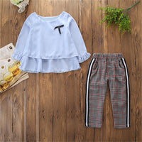 Toddler Girls Long Sleeve Casual Top & Plaid Pants Wholesale Girls - PrettyKid