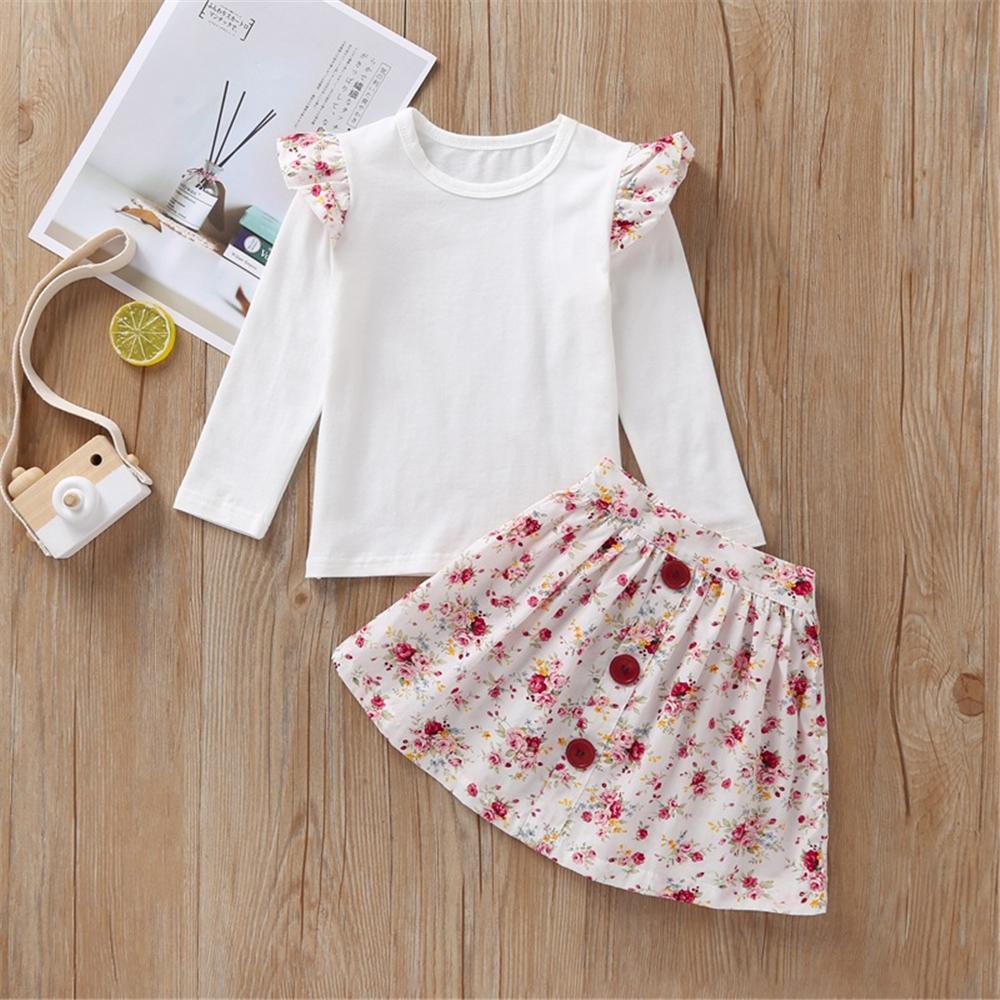 Toddler Girl Long Sleeve Casual Top & Skirt Girls Clothing Wholesalers - PrettyKid