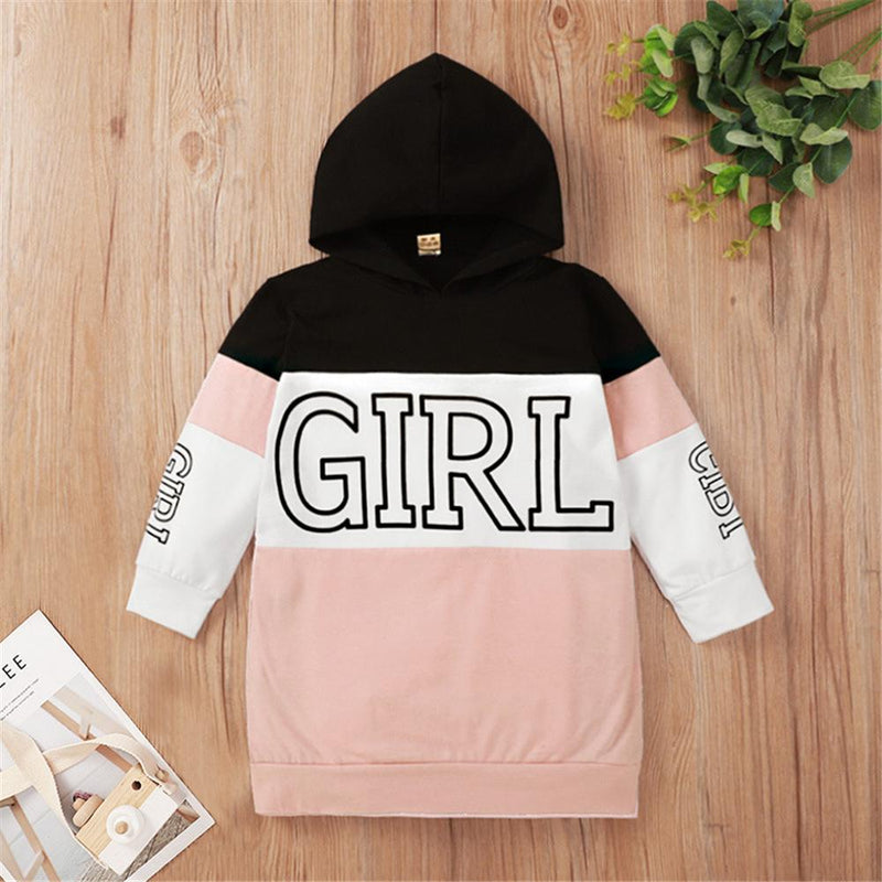 Girls Long Sleeve Color Block Hooded T-shirt Girls Clothes Wholesale - PrettyKid