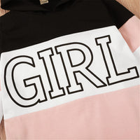Girls Long Sleeve Color Block Hooded T-shirt Girls Clothes Wholesale - PrettyKid