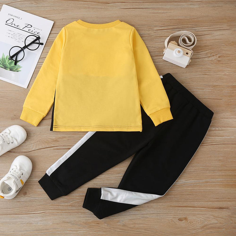 Unisex Long Sleeve Color Block Pullover Top & Pants Kids Wholesale Clothing - PrettyKid