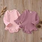 Baby Girls Long Sleeve Crew Neck Solid Color Baby Rompers Wholesale - PrettyKid