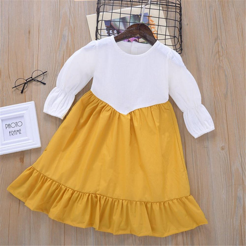 Girls Long Sleeve Crew Neck Sweet Dress Wholesale Clothing For Girls - PrettyKid