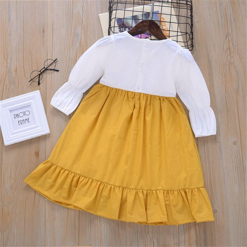 Girls Long Sleeve Crew Neck Sweet Dress Wholesale Clothing For Girls - PrettyKid