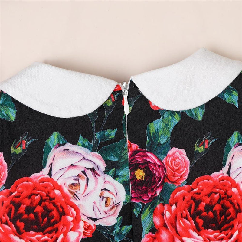 Girls Long Sleeve Doll Collar Floral Printed Dress Kids Wear Wholesale - PrettyKid