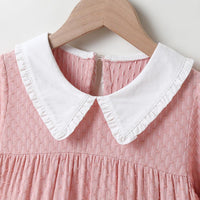 Girls Long Sleeve Doll Collar Pleated Dress Girls Wholesale Dresses - PrettyKid