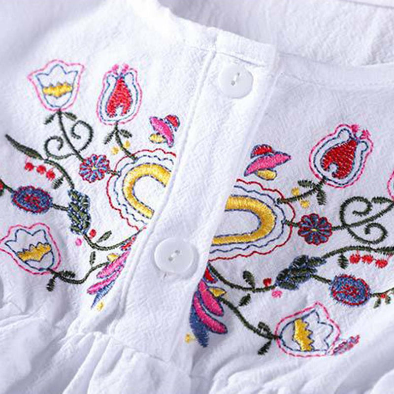 Baby Girls Long Sleeve Embroidered Dress Baby Wholesale Clothing - PrettyKid