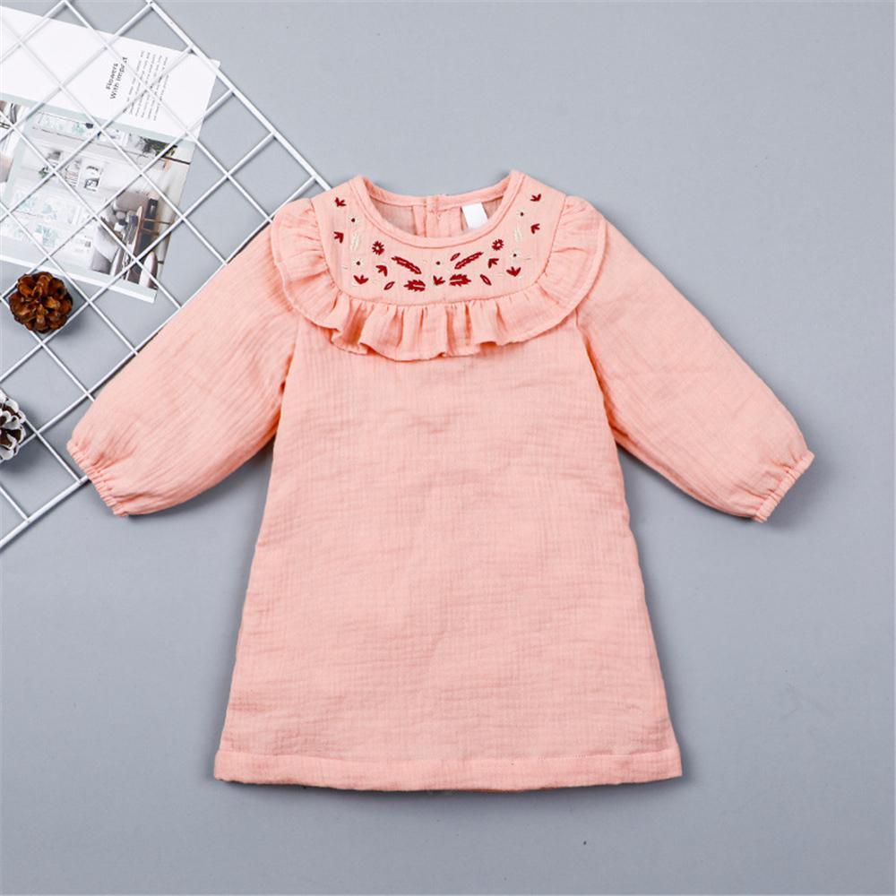 Baby Girls Long Sleeve Embroidery Casual Dress Buy Baby Clothes Wholesale - PrettyKid