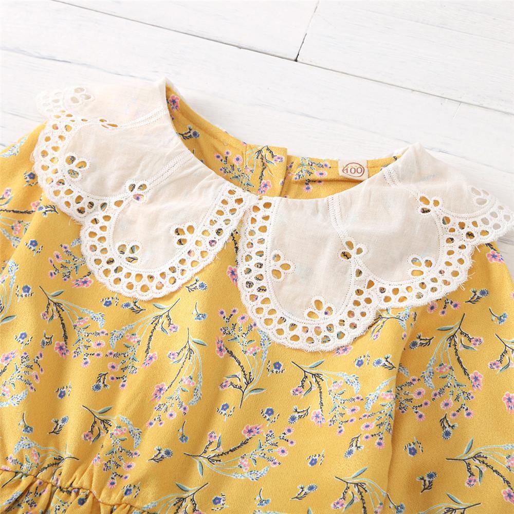 Baby Girls Long Sleeve Floral Autumn Dress Wholesale Baby Clothes - PrettyKid