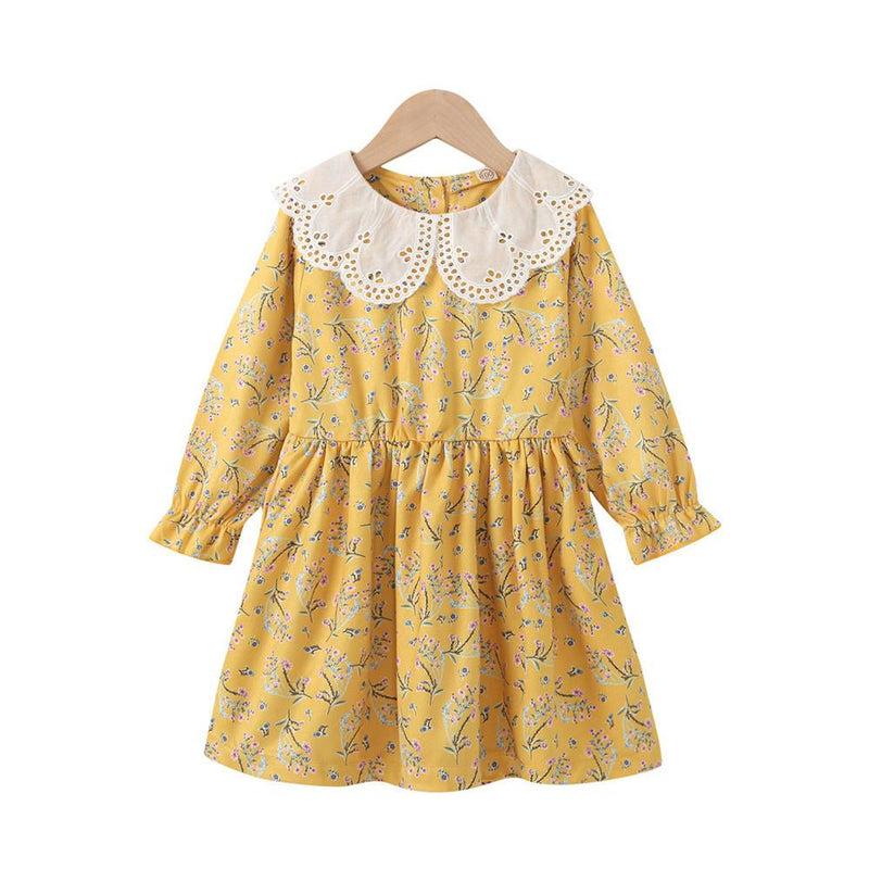Baby Girls Long Sleeve Floral Autumn Dress Wholesale Baby Clothes - PrettyKid