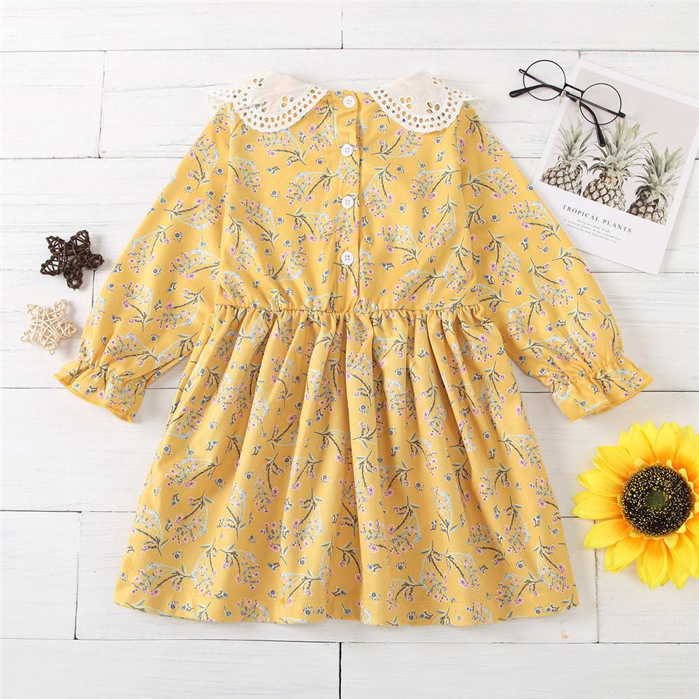 Baby Girls Long Sleeve Floral Autumn Dress Wholesale Baby Clothes - PrettyKid