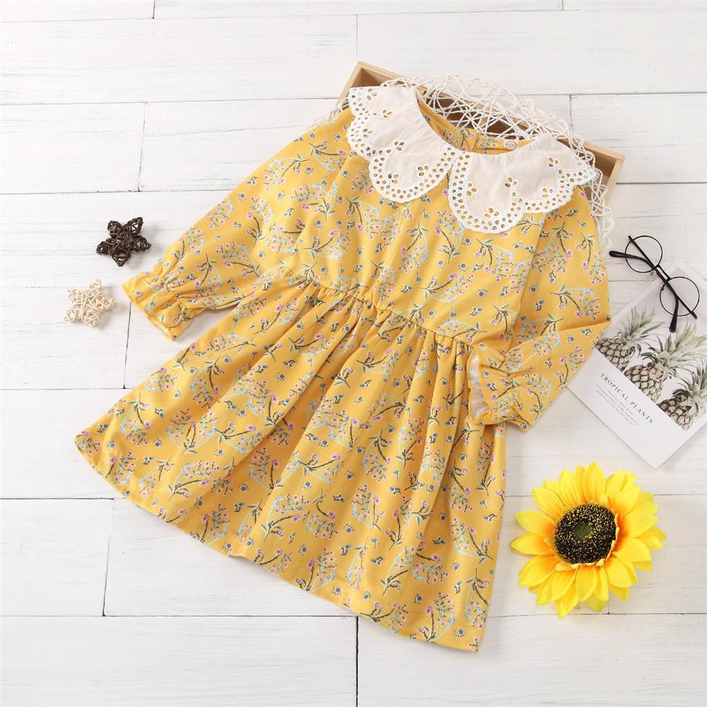 Baby Girls Long Sleeve Floral Autumn Dress Wholesale Baby Clothes - PrettyKid