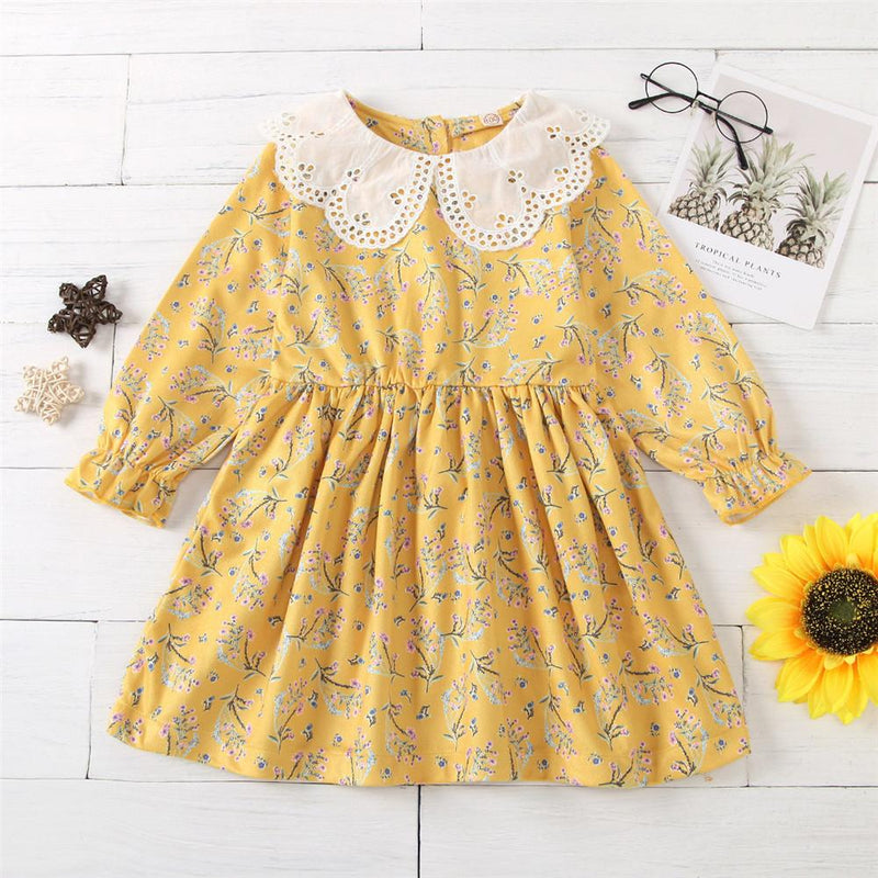 Baby Girls Long Sleeve Floral Autumn Dress Wholesale Baby Clothes - PrettyKid