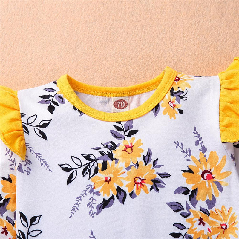 Baby Girl Long Sleeve Floral Printed Romper Baby Clothing Distributor - PrettyKid