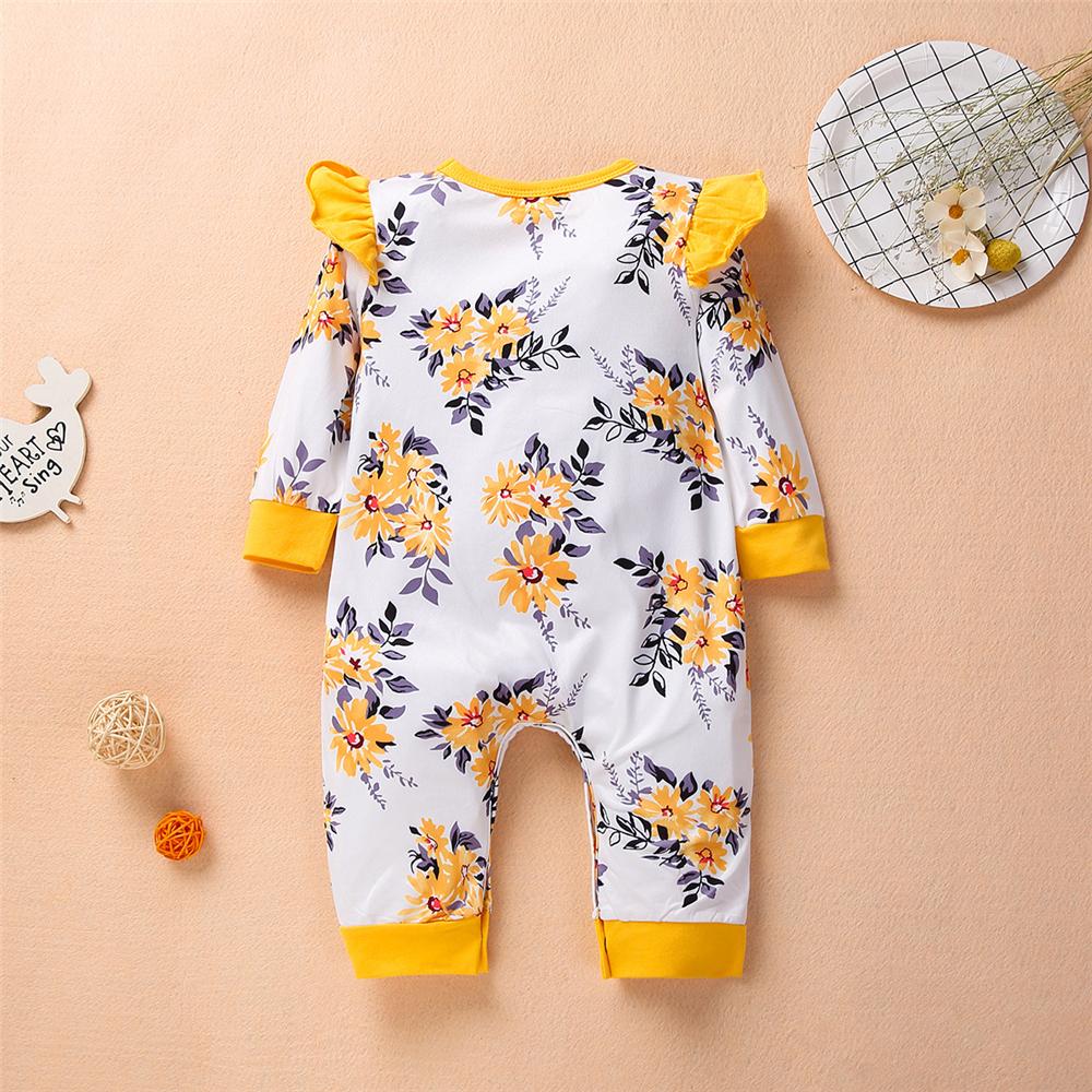Baby Girl Long Sleeve Floral Printed Romper Baby Clothing Distributor - PrettyKid