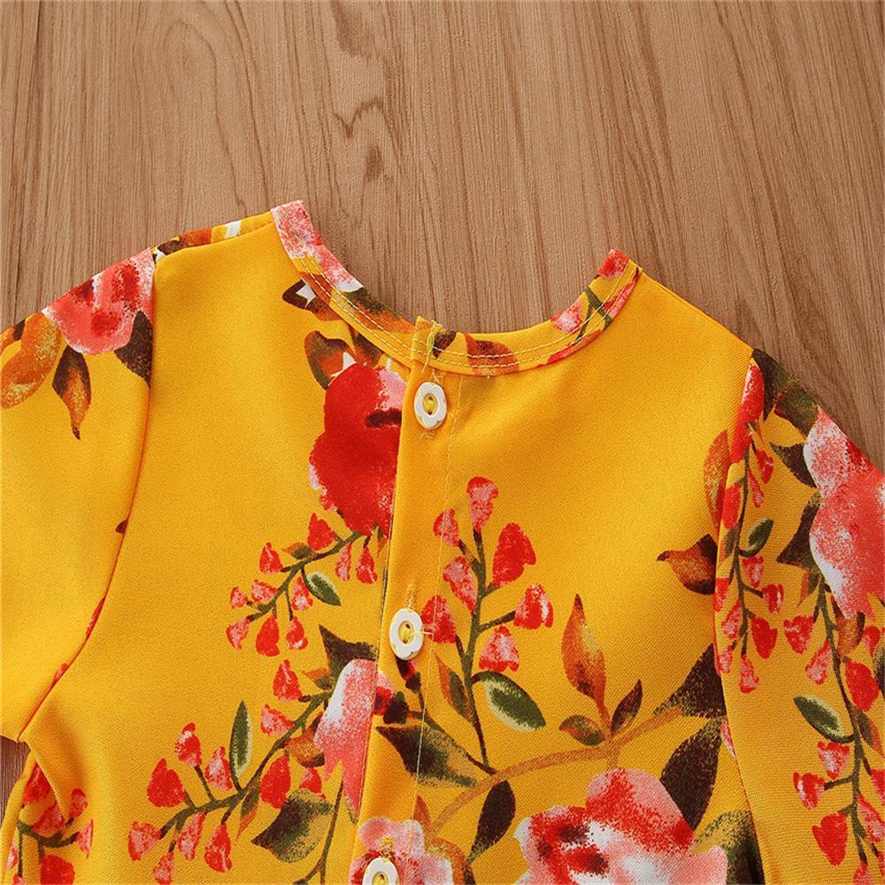 Girls Long Sleeve Floral Printed Top & Ripped Jeans Toddler Girls Wholesale - PrettyKid