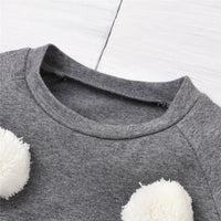 Girls Long Sleeve Furry Ball Crew Neck T-shirt Wholesale Boutique Girl Clothing - PrettyKid
