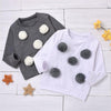 Girls Long Sleeve Furry Ball Crew Neck T-shirt Wholesale Boutique Girl Clothing - PrettyKid