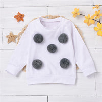 Girls Long Sleeve Furry Ball Crew Neck T-shirt Wholesale Boutique Girl Clothing - PrettyKid