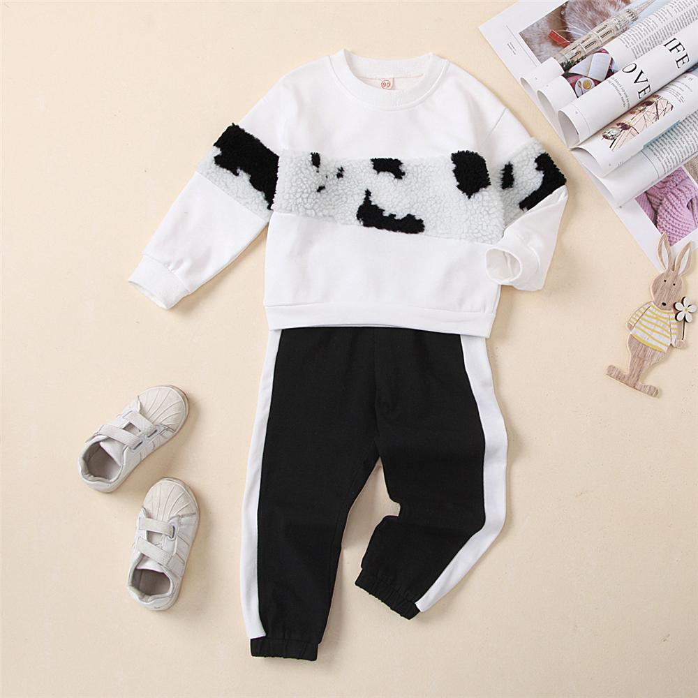 Unisex Long Sleeve Furry Crew Neck Top & Pants Trendy Kids Wholesale Clothing - PrettyKid