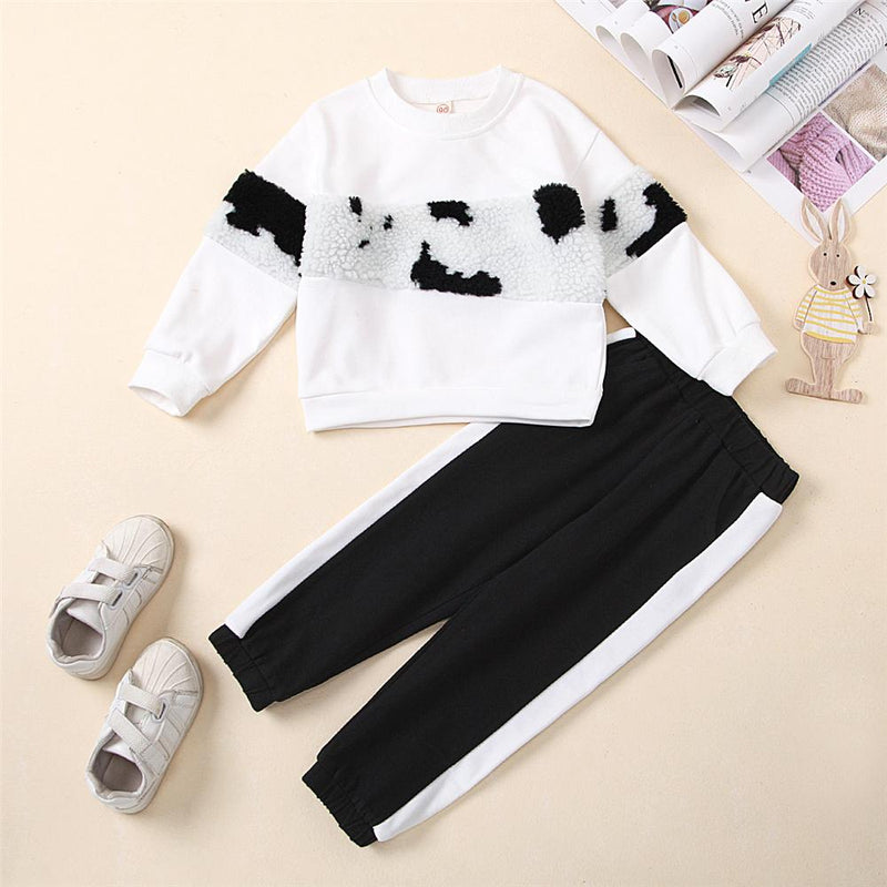 Unisex Long Sleeve Furry Crew Neck Top & Pants Trendy Kids Wholesale Clothing - PrettyKid