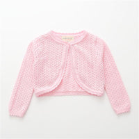 Girls Long Sleeve Hollow Out Solid Cardigan Sweaters - PrettyKid