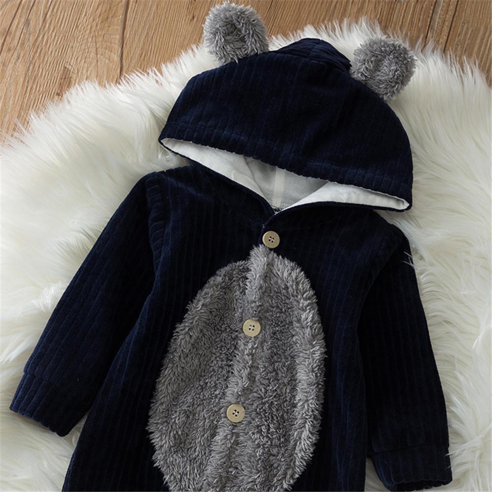 Baby Unisex Long Sleeve Hooded Button Romper Babywear Wholesale - PrettyKid