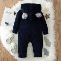 Baby Unisex Long Sleeve Hooded Button Romper Babywear Wholesale - PrettyKid