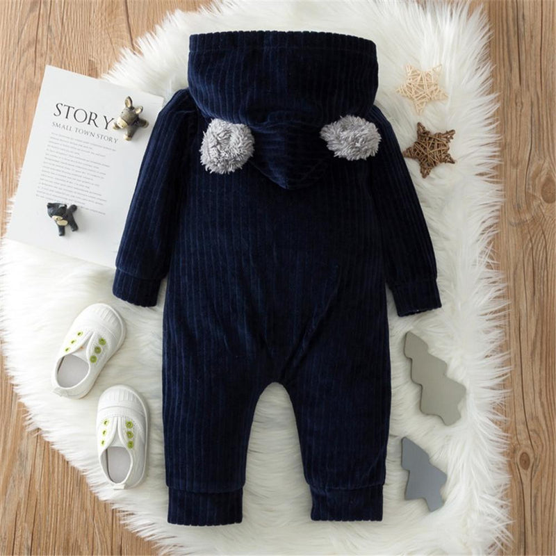 Baby Unisex Long Sleeve Hooded Button Romper Babywear Wholesale - PrettyKid