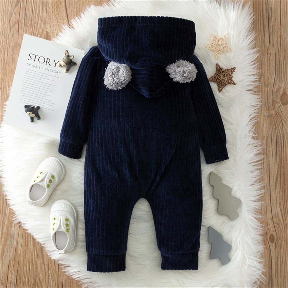 Baby Unisex Long Sleeve Hooded Button Romper Babywear Wholesale - PrettyKid